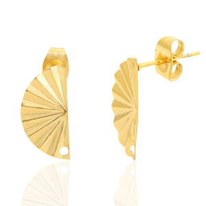 Pendientes Acero Inox abanico con anilla Dorado