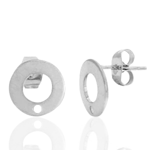 Pendientes Acero Inox 10mm con anilla Plateado