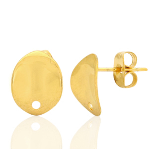 Pendientes Acero Inox ovalado con anilla Dorado