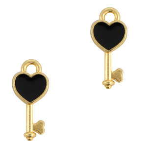 Colgantes met&aacute;licos DQ llave Dorado-negro (sin n&iacute;quel)