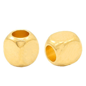 Abalorios met&aacute;licos DQ cubo 2mm Dorado (sin n&iacute;quel)