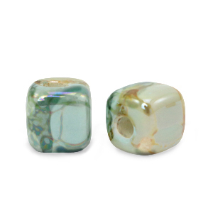 Abalorios de cer&aacute;mica griega DQ cubo 7mm Turquesa