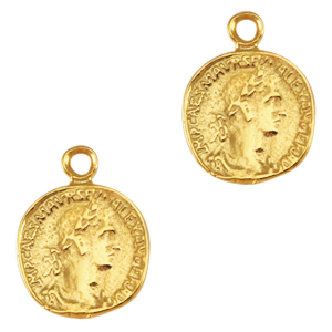 Colgantes met&aacute;licos DQ moneda Romana Dorado (sin n&iacute;quel)