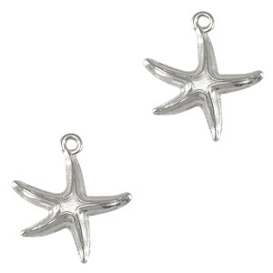 Colgantes met&aacute;licos DQ estrella de mar Plata vieja (sin n&iacute;quel)