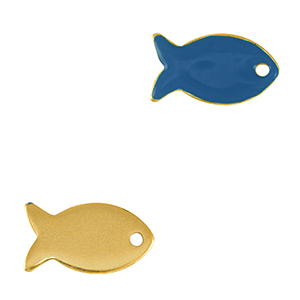 Colgantes met&aacute;licos DQ pez Dorado-azul cer&uacute;leo (sin n&iacute;quel)