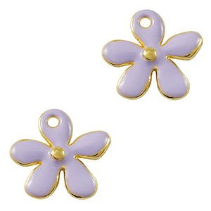 Colgantes met&aacute;licos DQ flor Dorado-p&uacute;rpura (sin n&iacute;quel)