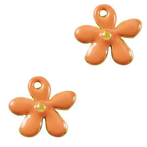 Colgantes met&aacute;licos DQ flor Dorado-naranja (sin n&iacute;quel)