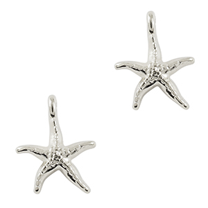 Colgantes met&aacute;licos DQ estrella de mar Plata vieja (sin n&iacute;quel)