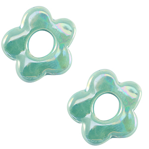 Abalorios de cer&aacute;mica griega DQ flor Turquesa
