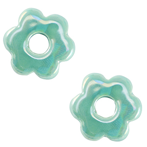 Abalorios de cer&aacute;mica griega DQ flor Turquesa