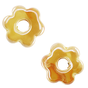 Abalorios de cer&aacute;mica griega DQ flor Amarillo c&aacute;lido