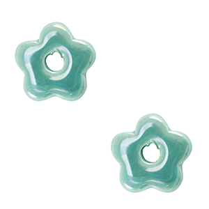 Abalorios de cer&aacute;mica griega DQ flor Turquesa