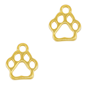 Colgantes met&aacute;licos DQ huella de perro Dorado (sin n&iacute;quel)