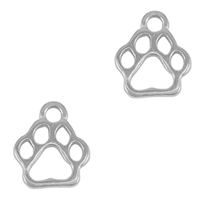 Colgantes met&aacute;licos DQ huella de perro Plata vieja (sin n&iacute;quel)