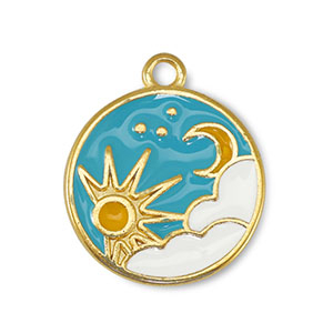 Colgantes met&aacute;licos DQ sol & luna Blanco-Azul-Dorado (sin n&iacute;quel)