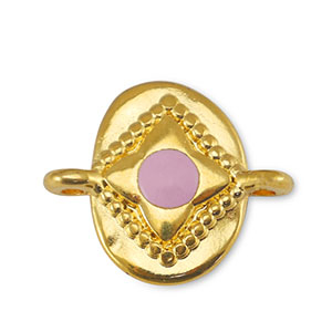 Colgantes met&aacute;licos DQ entrepieza &oacute;valo Rosa claro-Dorado (sin n&iacute;quel)