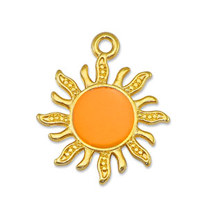 Colgantes met&aacute;licos DQ sol Naranja-Dorado (sin n&iacute;quel)