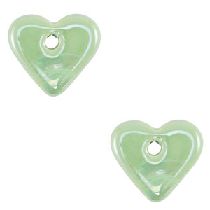 Abalorios de cer&aacute;mica griega DQ coraz&oacute;n Verde claro
