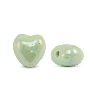 Abalorios de cer&aacute;mica griega DQ coraz&oacute;n Verde claro