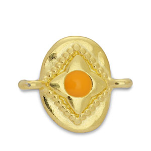 Colgantes met&aacute;licos DQ entrepieza &oacute;valo Dorado-naranja (sin n&iacute;quel)