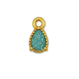 Colgantes met&aacute;licos DQ gota Dorado-glitter  turqueza (sin n&iacute;quel)
