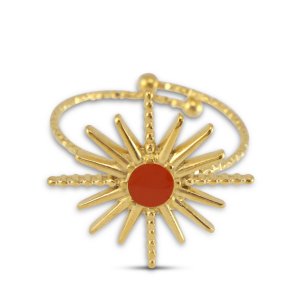 Anillos Acero Inox esmalte estrella Dorado-naranja