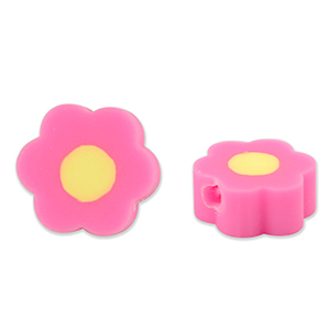 Abalorios de pol&iacute;meros flor Rosa-amarillo
