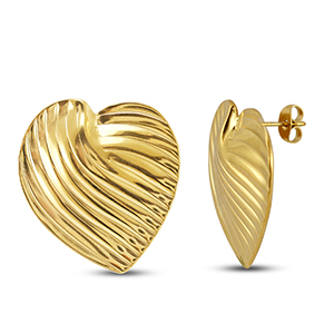 Pendientes Acero Inox coraz&oacute;n Dorado