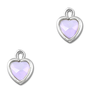 Colgantes de cristal coraz&oacute;n Lila claro-plateado