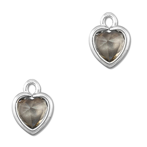 Colgantes de cristal coraz&oacute;n Gris claro-plateado