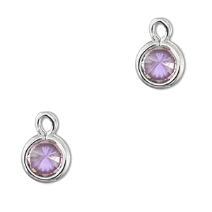 Colgantes de cristal redondos Lila claro-plateado