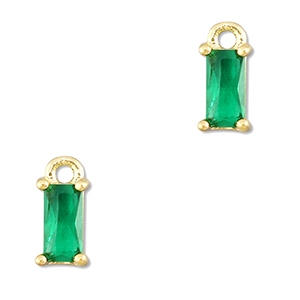 Colgantes de cristal rect&aacute;ngulo Verde esmeralda-dorado