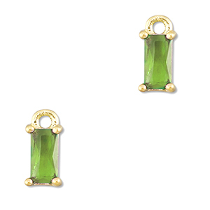 Colgantes de cristal rect&aacute;ngulo Verde-dorado