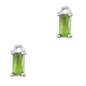Colgantes de cristal rect&aacute;ngulo Verde-plateado