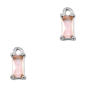 Colgantes de cristal rect&aacute;ngulo Rosa claro-plateado