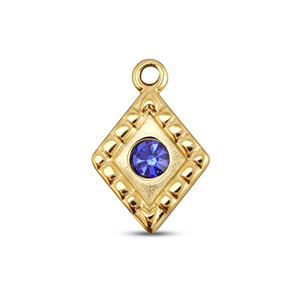 BY31&reg; Colgantes Acero Inox rombo Dorado-azul zafiro