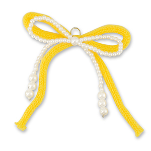 Colgantes llamativos doble lazo Blanco-amarillo