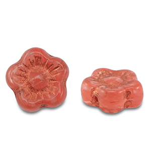Abalorios Checos sunset flower 10mm Transparente rojo