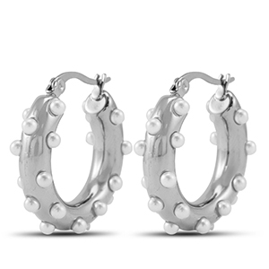 Pendientes Acero Inox criollas con imitaci&oacute;n de perlas Plateado