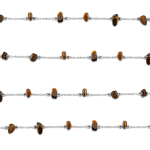 Fornituras Acero Inox cadena jasseron Ojo de tigre irregular Plateado-marr&oacute;n dorado