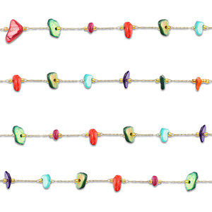 Fornituras Acero Inox cadena jasseron irregular Dorado-multicolor