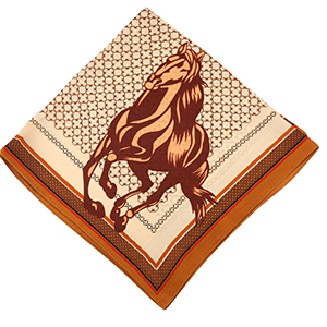 Pa&ntilde;uelo con caballo Marr&oacute;n beige-marr&oacute;n cobre-marr&oacute;n