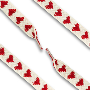 Cord&oacute;n de zapato trendy con coraz&oacute;n Blancuzco-rojo