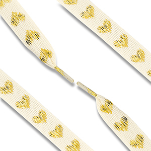 Cord&oacute;n de zapato trendy con coraz&oacute;n Blancuzco-dorado