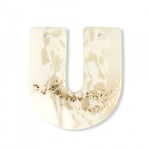 Colgantes de pol&iacute;meros en forma de U Blancuzco-beige-dorado
