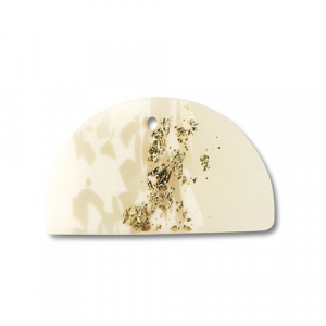 Colgantes de pol&iacute;meros semi-redondo Blancuzco-beige-dorado