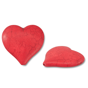 Abalorios de cer&aacute;mica coraz&oacute;n Rojo