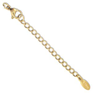 Fornituras Acero inox extenci&oacute;n set de cadena &oacute;valo con mosquet&oacute;n Dorado