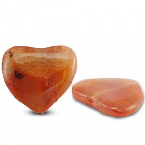 Piedras Naturales abalorios &Aacute;gata coraz&oacute;n craquelado Transparente rojo coral