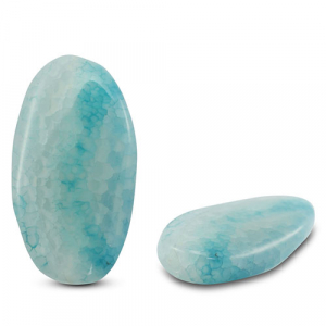 Piedras Naturales abalorios Calcedonia & &Aacute;gata &oacute;valo craquelado Transparente azul claro